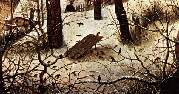 Winter Landscape with Skaters and a Bird Trap (detail) 2