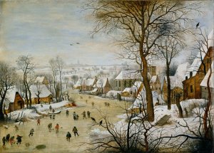 Winter Landscape with Skaters and Bird Trap 1565